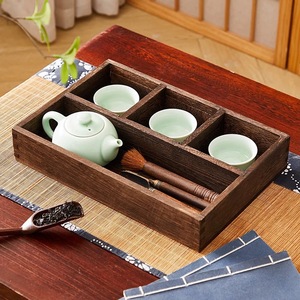 Wooden Desktop Storage <b>Box</b> Rectangle Rustic Office Organizer For <b>Tea</b> Sets Keys Jewelry Cosmetics Stationery - Product Image 2