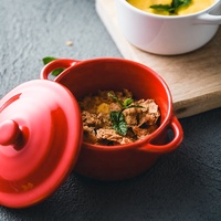 Auro bol de cuisson en céramique avec double poignée et couvercle, vente en gros, casseroles de four, bol à soupe à dîner
