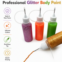 Peinture corporelle à base d'eau, non toxique, sûre, lavable, adaptée aux enfants, écologique, pour l'art et l'artisanat, les festivals, les carnavals, les maquillages pour enfants, gel pailleté