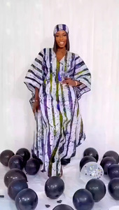 Abito Abaya stampato Boubou 2024 africano abito lungo con scollo a V musulmano - Product Image 2
