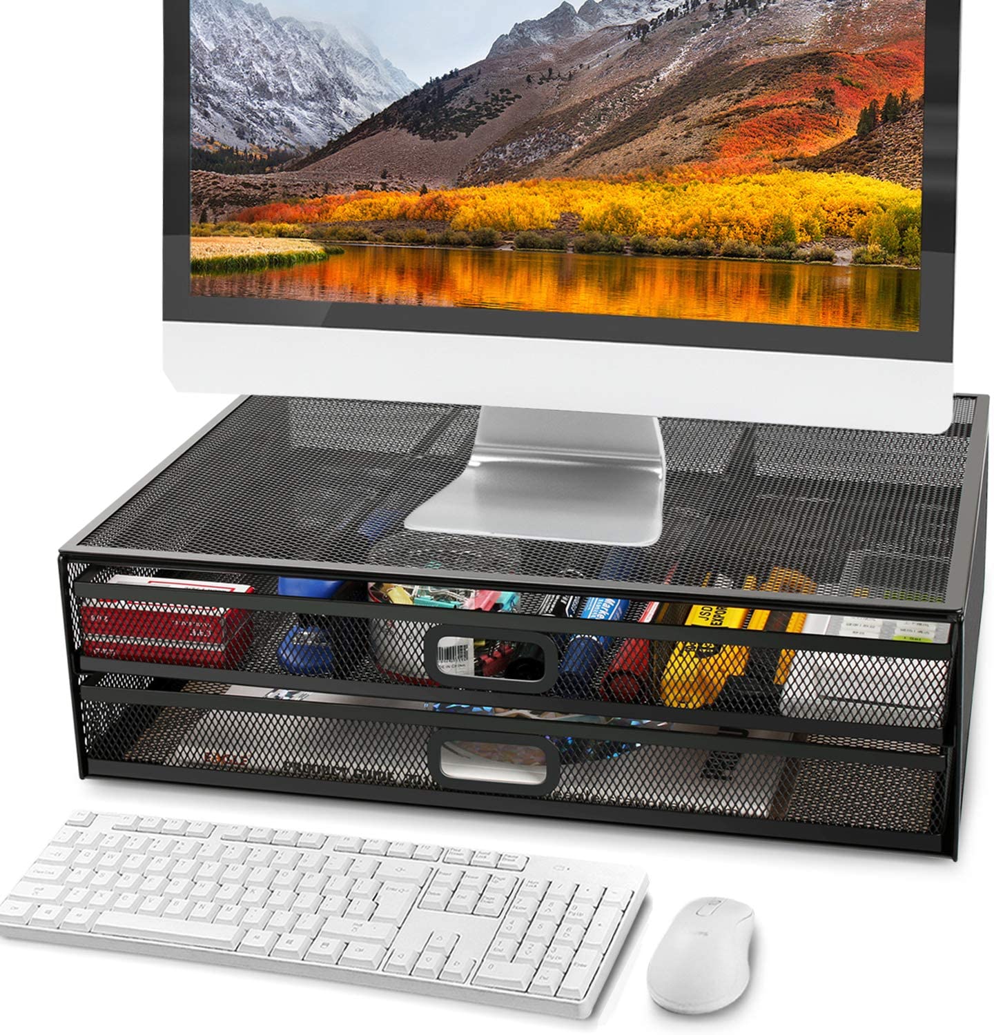 Оптовая продажа, настольная подставка для компьютерного монитора, подставка для компьютерного монитора, настольная подставка с регулируемой высотой и 3 выдвижными ящиками