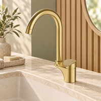 Robinet de lavabo à haut arc monocommande chaud/froid avec bec aérateur pour usage commercial et vente en gros