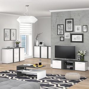 Buffet moderne <span class=keywords><strong>Novelli</strong></span> avec 3 portes, blanc, grande capacité, meubles de salon - Product Image 3