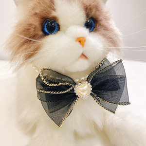 Pet Luxury Fiber <b>Bow</b> Necklace Small <b>Dog</b> Birthday Party Decoration Valentine's Day Gift Fashion Small Animal Collar - Product Image 3