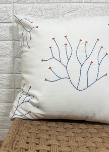 Funda de Cojín Cuadrada de Algodón Bordado con Diseño de Plantas, Estilo Nórdico, Decorativa - Product Image 3