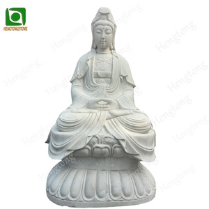 Templo de jardín chino religioso decorativo tallado a mano mármol blanco Natural sentado <span class=keywords><strong>Kwan</strong></span> Yin Buda - Product Image 1