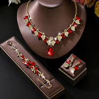Collier, boucles d'oreilles et bracelet pour femmes, best-seller du commerce extérieur transfrontalier, rétro, goutte d'eau, zircon, feuille, chaîne de clavicule, cadeau
