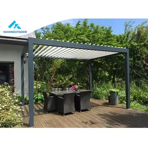 Bioclimatic Garden Roof Louver Arch Outdoor Waterproof Motorized Remote Control Gazebo Electric Aluminium Metal Louvered Pergola