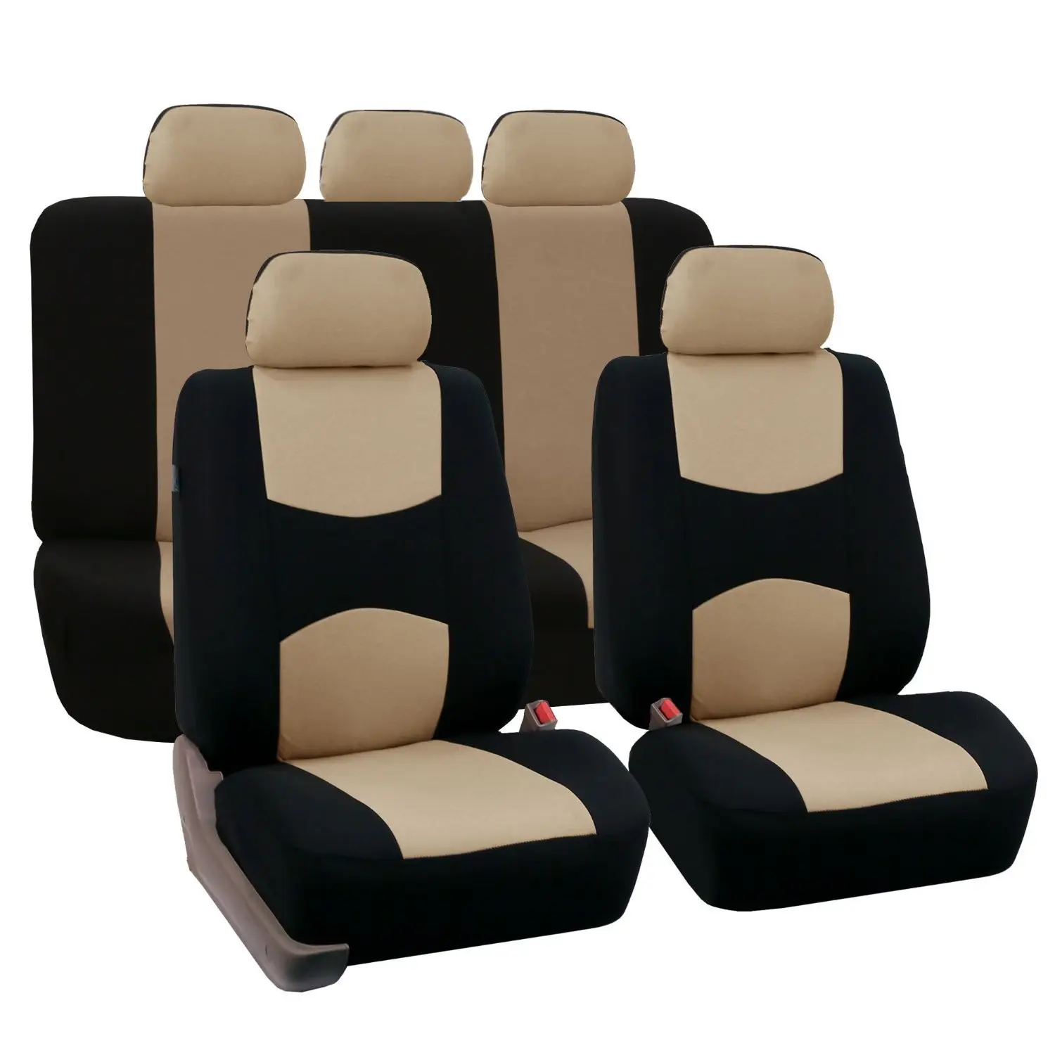 Fundas de asiento de coche Airbag compatibles con la mayoría de coches, camiones, SUV o furgonetas, transpirables, con esponja compuesta de 2mm, tela de poliéster, 100%