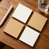 Bloc de Notas Adhesivas Kraft Minimalistas con Logotipo Personalizado, Ecológicas, de Papel Marrón con Patrón de Cuadrícula para Regalos Empresariales