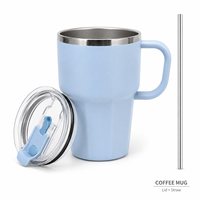 Taza de Café de Acero Inoxidable con Aislamiento al Vacío, con Asa, Tapa y Pajita, Vaso de Viaje para Bebidas Frías y Calientes, con Logotipo Personalizado