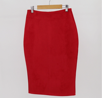 Jupe crayon midi en tricot pour femme, en daim uni, moulante, style bureau, vente en gros