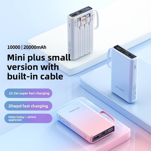 [3C Certification] Cross-border New Gradient-color 22.5W Fast-charging Plastic Power Bank 20 000 MAh Mobile Charger Custom