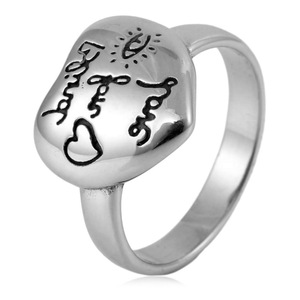yunnique Fearless Heart Shaped <b>Titanium</b> Steel <b>Ring</b> Steel Color Unisex Fashion Jewelry Gift Index Finger <b>Ring</b> - Product Image 1
