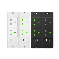 Multiprise encastrable avec ports USB-A et USB-C pour prise de courant dissimulée dans les meubles, bureau, table, prise UK