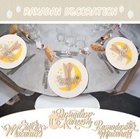 24 Pièces Décorations de Table Islamiques pour Ramadan Moubarak et Aïd : Ensemble de Présentation de Table et Panneaux en Bois Suspendus avec Inscriptions Ramadan et Kareem, Motifs Lune et Étoile