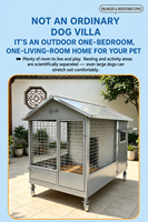 Grande niche pour chien en métal moderne de luxe, imperméable, pour l'extérieur, villa pour animaux de compagnie quatre saisons, chaude, robuste, détachable, facile à assembler