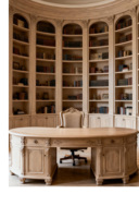 Bureau de direction vintage en bois massif de couleur bois naturel, style Wabi-sabi, avec des courbes sculptées, bureau de patron avec personnalisation de la texture haut de gamme