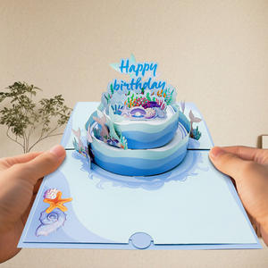 Nuova fornitura 3D Pop-Up torta sirena biglietto <span class=keywords><strong>di</strong></span> <span class=keywords><strong>auguri</strong></span> <span class=keywords><strong>di</strong></span> <span class=keywords><strong>auguri</strong></span> <span class=keywords><strong>di</strong></span> carta <span class=keywords><strong>di</strong></span> <span class=keywords><strong>compleanno</strong></span> con torta dell'oceano - Product Image 1