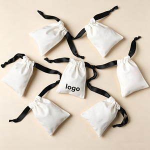Wholesale Promotional Organic Cotton Drawstring Jewelry Pouch with Screen Printed Logo - Product Image 5