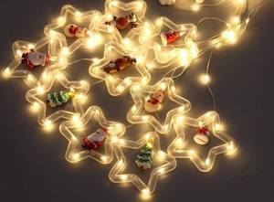 2024 thời trang mới treo Sao giáng sinh trang trí ánh sáng Sant Claus Sao dẫn ánh sáng rèm với Cây giáng sinh Snowmans - Product Image 6