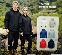 Veste coupe-vent chaude en polyester uni à capuche pour adultes - Vêtement d'extérieur unisexe pour l'automne/hiver