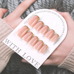 24 piezas punta francesa prensa corta en las <span class=keywords><strong>uñas</strong></span> ataúd <span class=keywords><strong>uñas</strong></span> postizas Simple usable falso esmerilado cubierta completa prensa en las puntas de las <span class=keywords><strong>uñas</strong></span> arte - Product Image 4