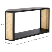 Meubles de salon Combohome Table console rectangulaire de couloir en bois et rotin design moderne