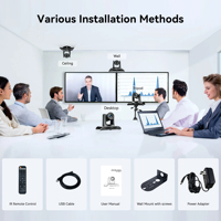 Cámara de Videoconferencia con Zoom Óptico 20X HD-M1 USB PTZ con Seguimiento Automático por IA para Transmisión en Vivo en Iglesias