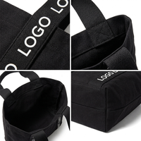 Sac fourre-tout personnalisé imprimé avec sangle large, sac de shopping réutilisable en toile de coton épaisse noire avec logo