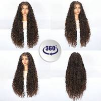 Promotion Perruque tressée style bohème, double dentelle frontale complète, fausses locks Goddess, sans nœuds carrés, pré-épilée, avec baby hair et broderie