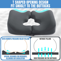 Coussin en mousse à mémoire de forme pour les escarres, soulagement de la pression sur les fesses, coussin de lit en forme de T pour les escarres sur les fesses, coussin pour le coccyx