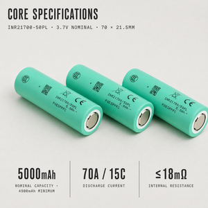 แบตเตอรี่ INR21700 50PL 5000mAh 3.6V แบบไม่มีแผงวงจร สำหรับจักรยานไฟฟ้า สกู๊ตเตอร์ ไฟฉาย โมเดล RC ชุดแบตเตอรี่แบบกำหนดเอง - Product Image 1