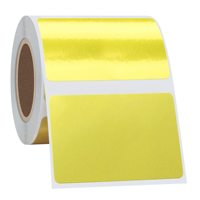 Etiqueta Adhesiva Personalizada Dorada para Embalaje, Etiqueta de Producto, Impresión Térmica Directa, Rollo de Papel Vinílico, Inventario, Logística, Código de Barras