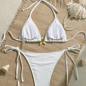 Traje de Baño Bikini de Dos Piezas con Estampado de Estrellas de Mar y Conchas del Océano en 3D de Instagram - Product Image 2