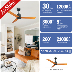 Ventilateur de plafond intelligent composés de 9 en 1, avec lames en bois, noyer coudé, grand débit d'air, d'origine péruvienne - Product Image 3