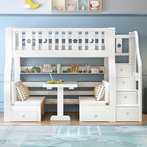 Lits superposés modernes en <span class=keywords><strong>bois</strong></span> <span class=keywords><strong>massif</strong></span> laqué pour enfants avec rangement, vente <span class=keywords><strong>junior</strong></span> - Product Image 5