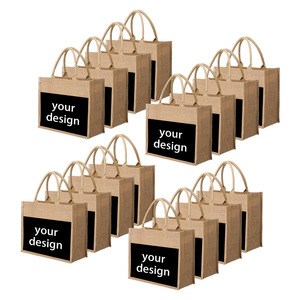 Sac fourre-tout en <span class=keywords><strong>toile</strong></span> <span class=keywords><strong>de</strong></span> <span class=keywords><strong>jute</strong></span> à peindre soi-même avec logo, réutilisable, écologique, en lin, pour le shopping, les cadeaux, les mariages et les fêtes - Product Image 4