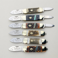 Couteau de poche pliant haut de gamme en acier inoxydable, manche en corne naturelle et os de bœuf, crosse en laiton poli, lame pointue, mini, pour l'extérieur