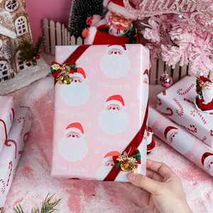 Merture <b>Pink</b> Santa Christmas Wrapping Paper 17 In X 32.8 Ft Eco-Friendly Gift <b>Wrap</b> For Holiday Crafting - Product Image 5