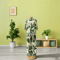 Ensemble de pyjama brodé floral pour femme, manches longues, col à revers, 4 couleurs, tenue de nuit boutonnée pour femme, personnalisable pour la vente en gros