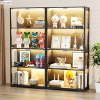 Vitrine moderne haute et éclairée pour figurines, écologique, robuste, étanche, avec revêtement poudré, porte en verre trempé intégrée