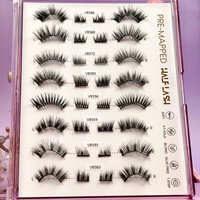 Lot de 2 paires de faux cils demi-bande, en poils synthétiques imitation vison, volume 3D, naturels, épais, sans cruauté animale