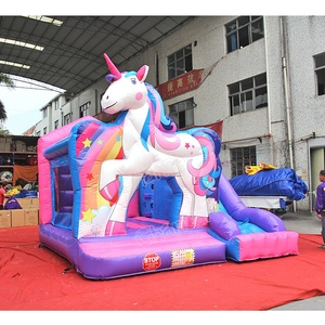 Thương mại phổ biến dễ thương Unicorn Bouncer nhà <span class=keywords><strong>Inflatable</strong></span> bouncy nhảy lâu đài với Slide Combo cho trẻ em - Product Image 2