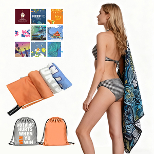 RPET Bottle Recycled Custom Design Quick Dry Sand Free Microfiber Beach <strong>Towel</strong> with Logo Double Side Print for Travel Camping - Product Image 1