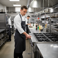 Cuisinière à gaz commerciale OUTE 36 pouces, 6 brûleurs, robuste, en acier inoxydable, mode de réduction du bruit, mode d'économie d'énergie pour restaurant