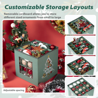 Boîte de rangement authentique pour 64 décorations de Noël, sac organisateur de boules de Noël avec séparateurs pour décorations d'arbre de Noël