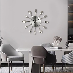 Thiết kế sáng tạo nhà bếp thạch anh giá rẻ kim loại lớn trang trí nội thất hiện đại đồng hồ treo tường tường Relojes horloge - Product Image 5