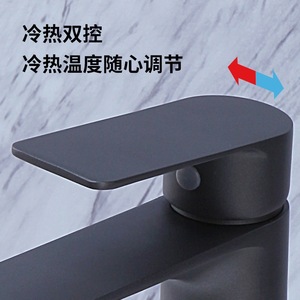 Grifo monomando para lavabo, color gris bronce, con válvula de cerámica, montaje en encimera, grifo de un solo orificio para lavabo de baño - Product Image 2