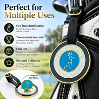 Étiquette de sac de golf Ausluofell en cuir PU élégant et métal, portable, durable, avec marqueur de balle magnétique, couleur personnalisée, pour le golf (approvisionnement en gros)